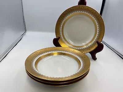 Set Of 4 Faberge IMPERIAL HERITAGE Gold & White Rim Soup Bowls • $594.99