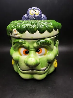 Vintage Halloween Frankenstein Small Cookie Jar Candy Dish Ceramic Vigor**read** • $10