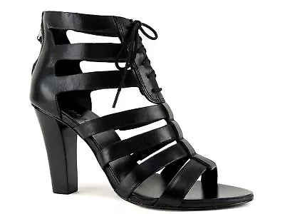 LAUREN Ralph Lauren Women's Larisa Open-Toe Gladiator Sandals Black Leather 10 B • $97.50