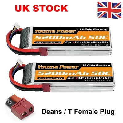 2pcs Youme 3S 5200mAh 11.1V Deans 50C LiPo Battery For RC Helicopter Drone Truck • £50.99