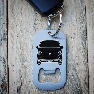 Personalised Transporter Camper Van Stainless Bottle Opener Key Ring - T6 T5 T4 • £6.50