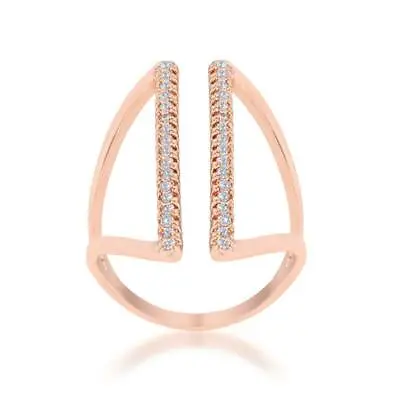 Jena 0.2ct CZ Rose Gold Plated Delicate Parallel Open H Ring • $17.04