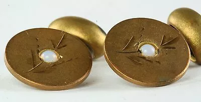 Victorian Antique Gold Filled Etched Opal Cufflinks • $65