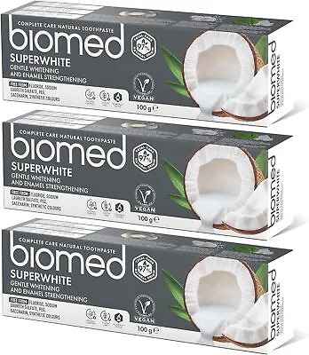 Biomed Superwhite Toothpaste X 3 Pack - Natural Coconut - Free Shipping - UK'' • £14