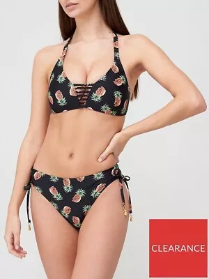 £13.49 • Buy V By Very Lattice Bikini Set Top And Bottoms Pineapple Print UK 12 RRP £28 BNWT