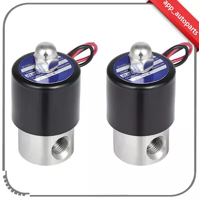 2 Solid 1/4  NPT Air Ride Suspension Valve Electric Solenoid Stainless Steel 12V • $33.59