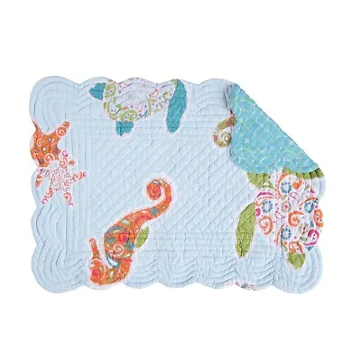 $14.62 • Buy Set Of 2 C&F ST. KITTS Quilted Rectangle Placemats SEAHORSES STARFISH TURTLES