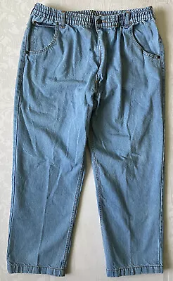 Haband Casual Joe Straight Leg Blue Jeans Elastic Waist Mens Size 32 Inseam 26 • $8.99