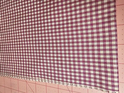 Vintage Cotton Gingham Fabric By The Half Yard Crimson Red White Woven X 36  • $7.50