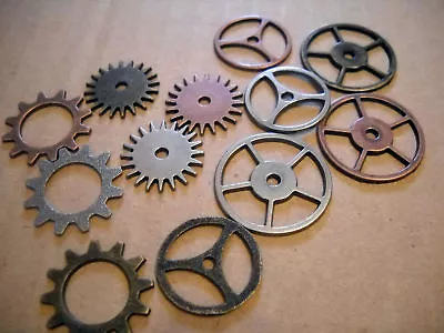 12 Steampunk Gears Lot Clock Gears Watch Gears Mixed Charm Lot Gear Connectors  • $7.99