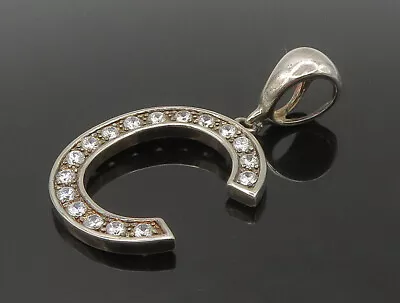 925 Sterling Silver - Vintage Cubic Zirconia Letter C Shiny Pendant - PT13782 • $73.10