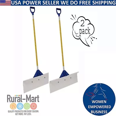 2 Pack Snowplow 36'' Poly Blade Snow Pusher Shovel With Reflective Tape & Handle • $103.55