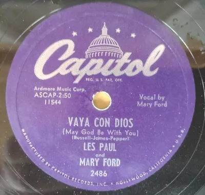 Vaya Con Dios/Johnny 78rpm Les Paul And Mary Ford 1953 Capitol 2486 • $12.97