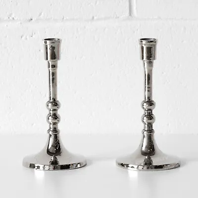£23.95 • Buy Set Of 4 Silver Candlesticks 18cm Taper Candle Holders Vintage Style Home Decor