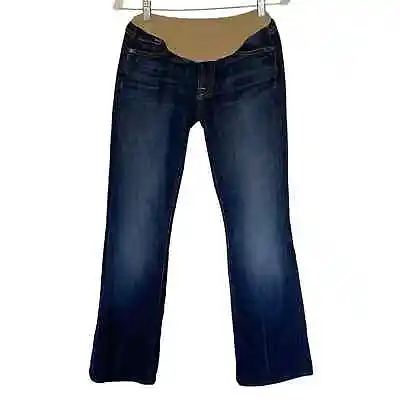 7 FOR ALL MANKIND Dark Blue Maternity Jeans Size 28 Bootcut Secret Fit Belly • $44.96