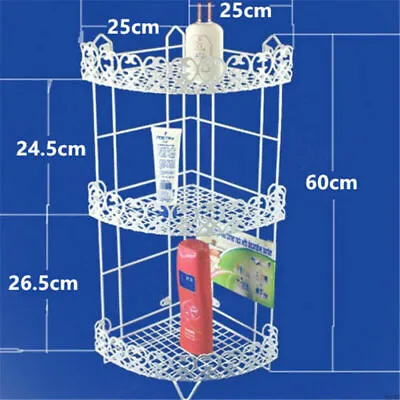 3 Tier Bathroom Corner Shelf Caddy Shelves Organiser Metal Triangle Rack • $29.99