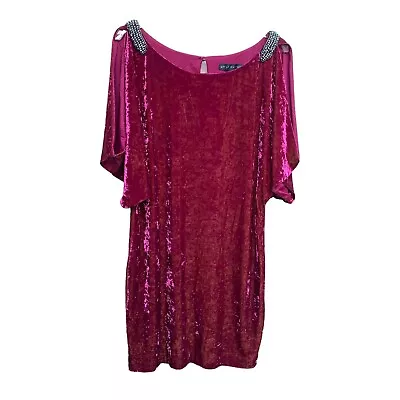 Aidan Mattox Burgundy Velvet Shoulder Embellishment Split Sleeve Dress Size 10 • $75