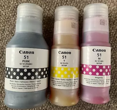 Genuine Canon GI-51 CMYK Ink Bottles For Pixma G1520 G3560 G2570 G4570 • £4.99