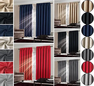 High-Quality ReadyMade Eyelet Pencil Pleat Blackout Thermal Window Curtains Pair • £36.99