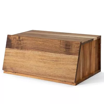 Acacia Wooden Bread Box Bread Storage Organizer For Kitchen Countertop Large ... • $45.87