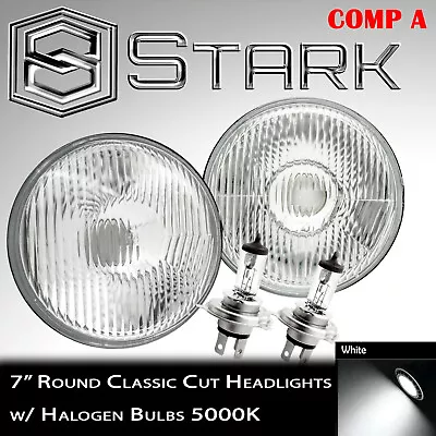 H6024 Head Light Glass Housing Lamp Classic Conversion Chrome 7  Round PAIR (A) • $54.36