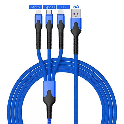 5A 3 In 1 USB To TypeC Mini USB Charger Charging Cable Universal Telephone Cable • $2.70