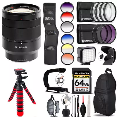 Sony Tessar T* FE 24-70mm ZA OSS Lens + LED Light -64GB Kit Bundle • $697.99