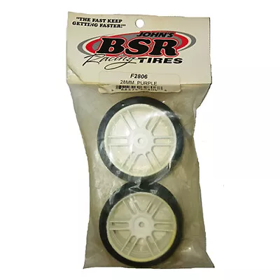 BSR Racing 2pc 1/10 28mm Purple Foam Mounted Touring Tires White Wheels BXRF2806 • $29.99