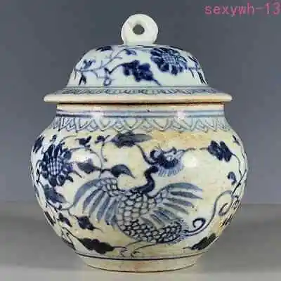 Old Chinese Blue And White Porcelain Qing Dynasty Hand Painted Jar Pot • $51.35