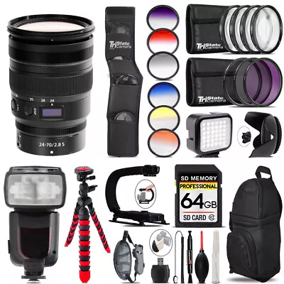 Nikon NIKKOR Z 24-70mm F/2.8 S Lens +Pro Flash +LED Light -64GB Accessory Bundle • $2110.99