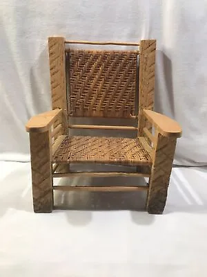 Doll Chair Miniature Furniture Wood And Wicker Design Vintage Wood Furniture • $25