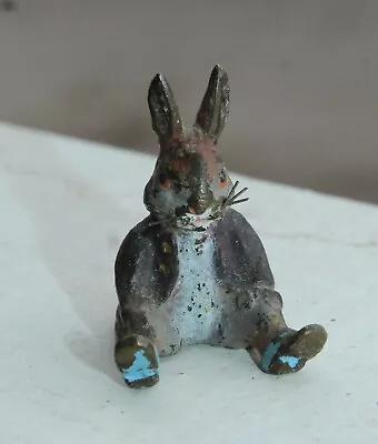 Rare ANTIQUE Cold Painted BEATRIX POTTER VIENNA BRONZE Seated PETER RABBIT • $22.25