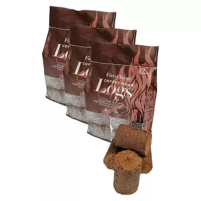 3 X 12 Pack Coffee Husk Logs Eco Fireplace Open Fire Chimenea Firepit Fuel Stove • £29.95