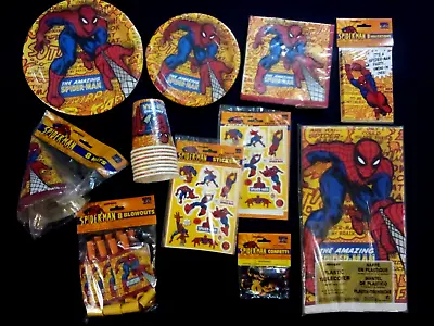 $39.99 • Buy Vintage Spider-man Party 1999 Plates, Cups, Napkins, Favors, Invites,  11 Items