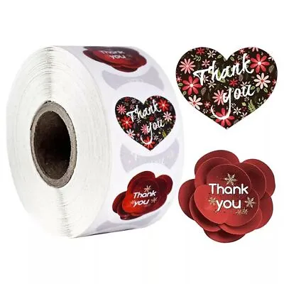 Round Thank You Hand Made With Love Labels Stickers Gift Food Craft Box Pink • £1.29