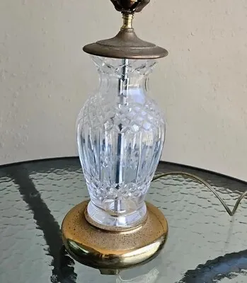 Signed 15  In Waterford Crystal Table Lamp Footed Brass Base Classic  • $149