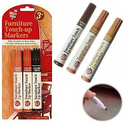 3 PCs Furniture Touch Up Markers Remove Scratches Laminate Wood Floor Repair Pen • £2.89