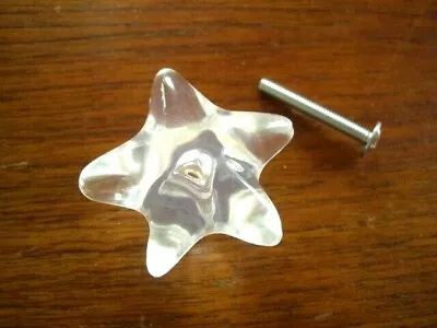 7 Door Star Shaped Knobs Transparent Plastic Clear Cabinet Drawer Handle 45mm Di • £18