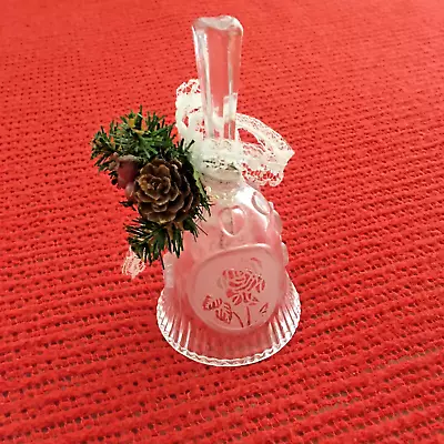 Vintage Glass Dinner Bell W/ Hearts And Frosted Etched Rose Design -Original Box • $14.96