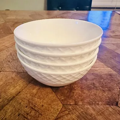 Mikasa Trellis Fruit Bowls Set Of 4 White Bone China 4.5 Inch Dinnerware Dishes • $23.95