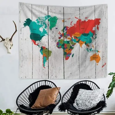 $12.01 • Buy Tapestry Watercolor World Map Tapestry Wall Hanging Colorful Map Decors Home Use