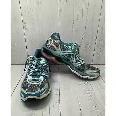 Mizuno Wave Creation 15 Women's 8.5 Blue Teal Pink Running Shoes • $10