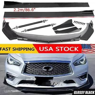 Carbon Fiber Front Bumper Lip Side Skirt Strut Rods For Infiniti G35 G37 Q50 Q60 • $149.99