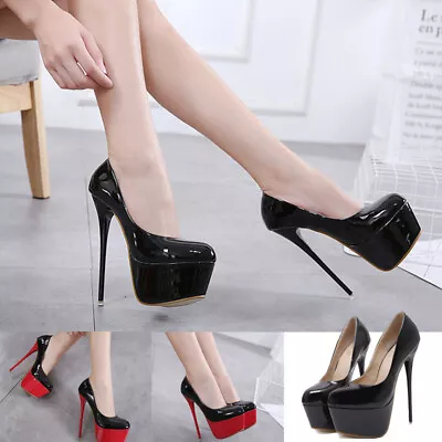 Womens Round Toe Super High Heel Sexy Platform Slip On Party Banquet Office Shoe • $37.53