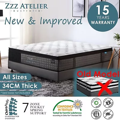 Queen Double King Single Mattress Bed Euro Top Pocket Spring Latex Chiropractic • $199