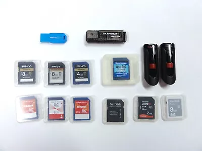 Vintage Lot 14 Sd Cards Flash Drives Sandisk Pny Dane-elec... 4gb 8gb 32gb • $14.06