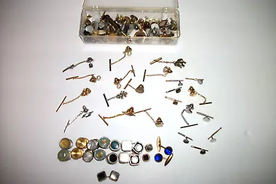 LOT Of  VINTAGE CUFF LINKS TIE CLIPS CHAINS & TACS • $19.95