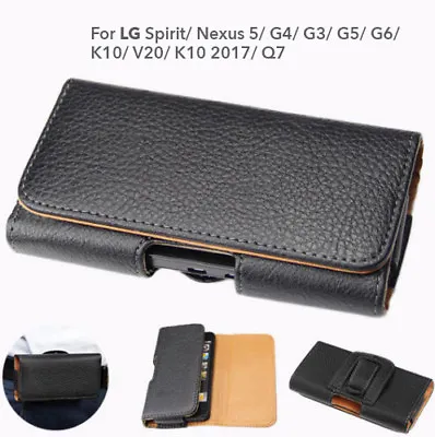 $9.99 • Buy LG Q7 G6 G5 G4 V20 Nexus 5 Spirit K10 Leather Pouch Belt Clip Case Cover For LG