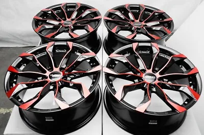 Kudo Racing Intimidate 18x8 5x114.3 5x4.5 Black W/Red Polished Face Wheels Rims • $869