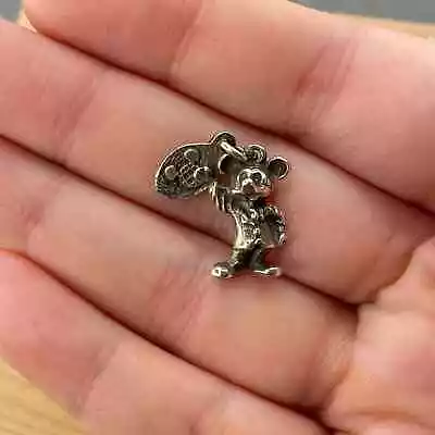 Vintage 925 Sterling Silver Walt Disney Mickey Mouse 3D Pendant Bracelet Charm • $22.99